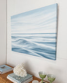 Side view of the gallery-wrapped Calming Seas original oil painting on canvas.
